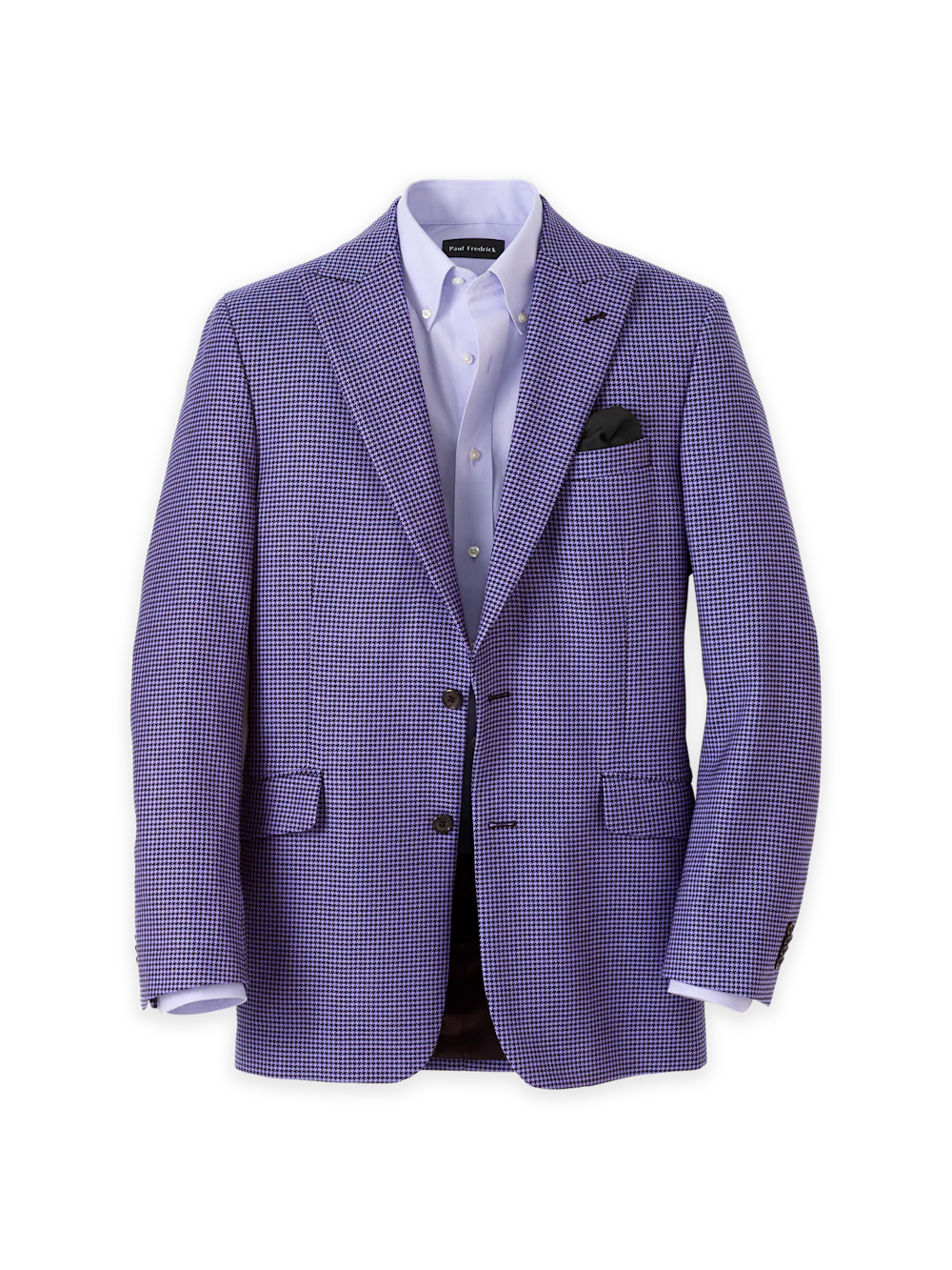 Wool Houndstooth Single Breasted Peak Lapel Sport Coat - Purple