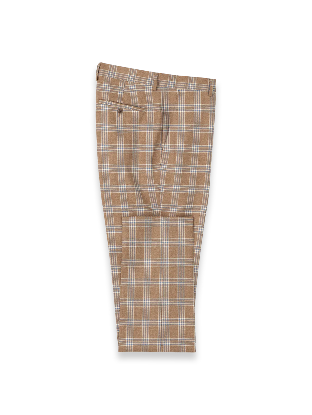 Wool Plaid Flat Front Suit Pant - Brown