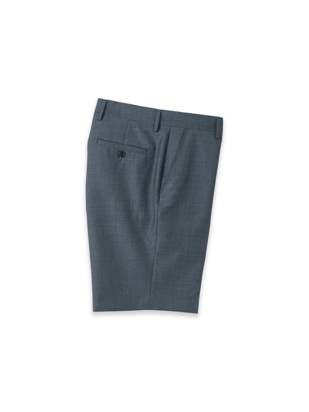Wool Sharkskin Flat Front Shorts - Blue