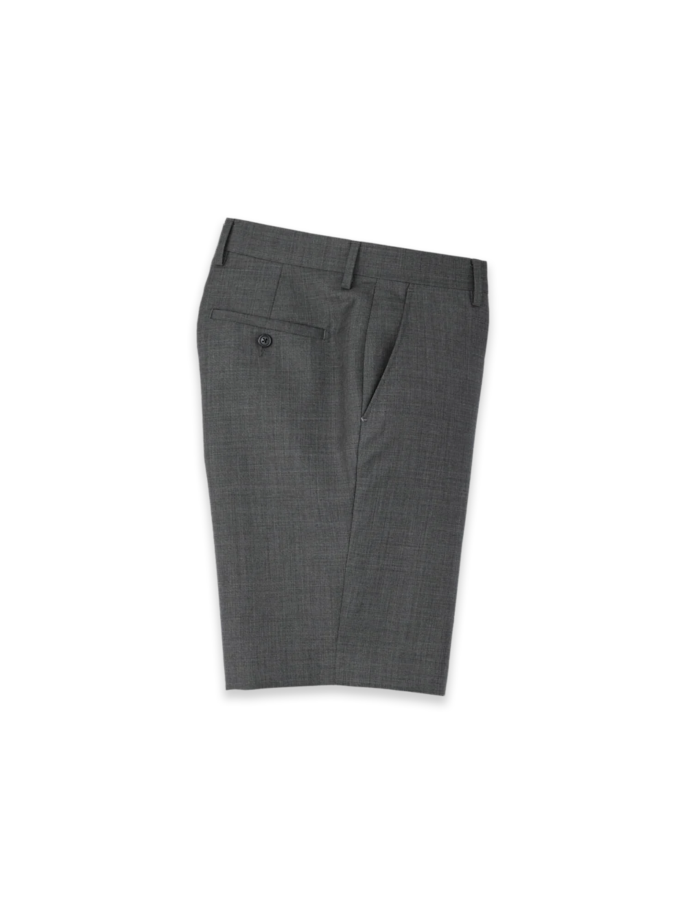 Wool Sharkskin Flat Front Shorts - Charcoal