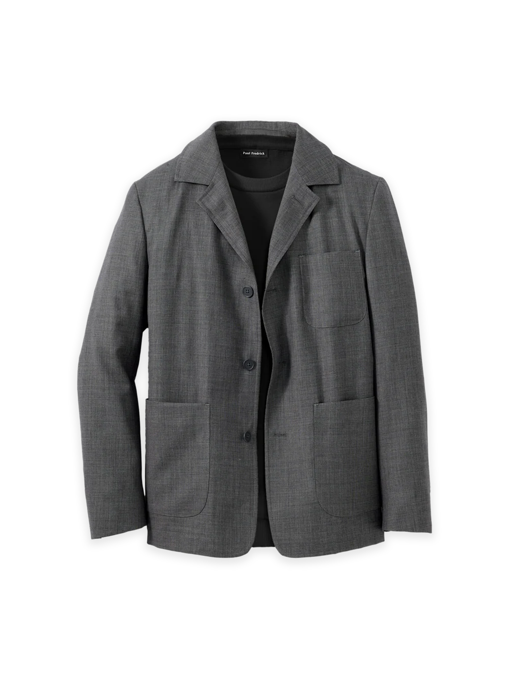Wool Sharkskin Shirt Jacket - Charcoal