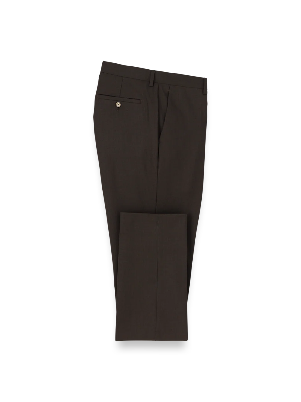 Wool Stretch Bengaline Suit Pants - Dark Brown